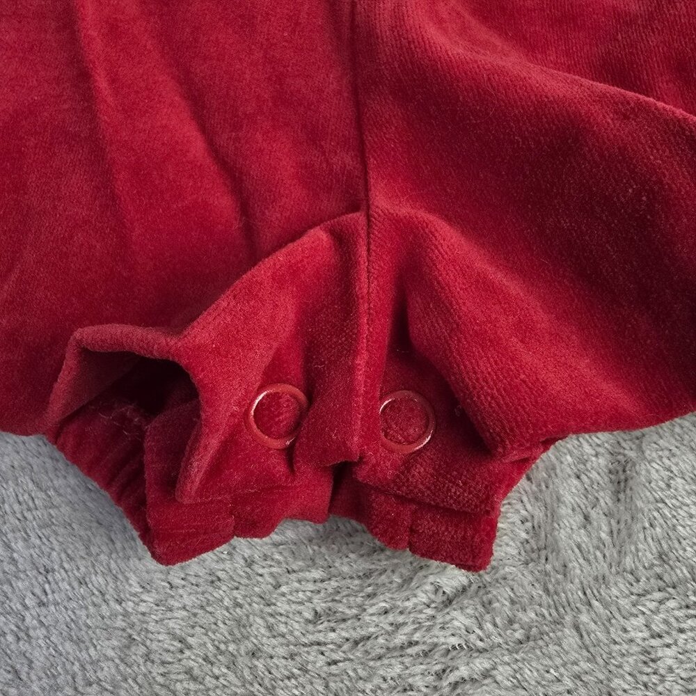 Vintage Fawn Togs Baby Romper 6M Red Velour Teddy Toy Cars USA 70s 80s One Piece - Picture 4 of 8
